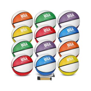 12PCS Rubber Basketballs Set with Pump